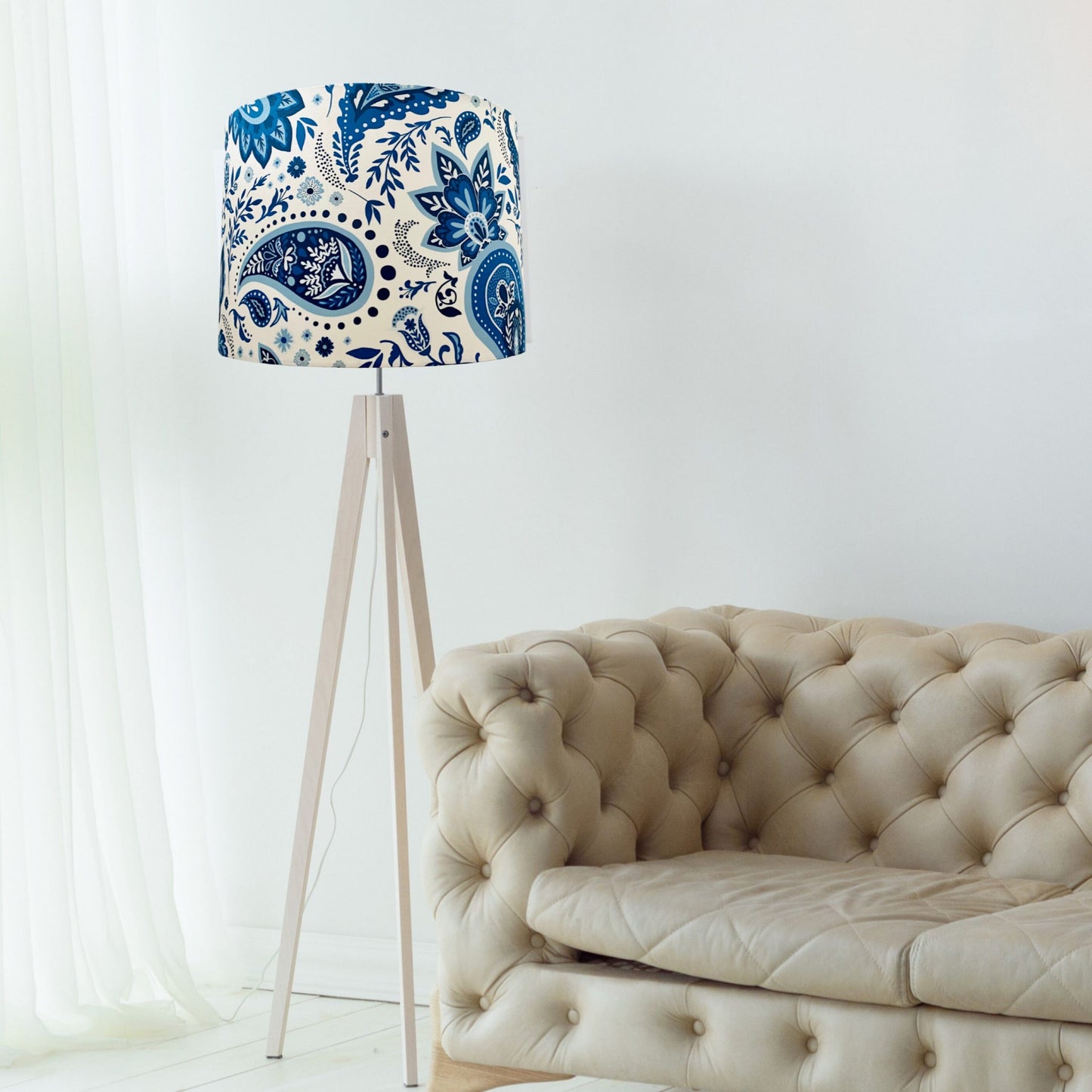 Drops lampshade | blue and white shade | Hamptons lampshade image 5