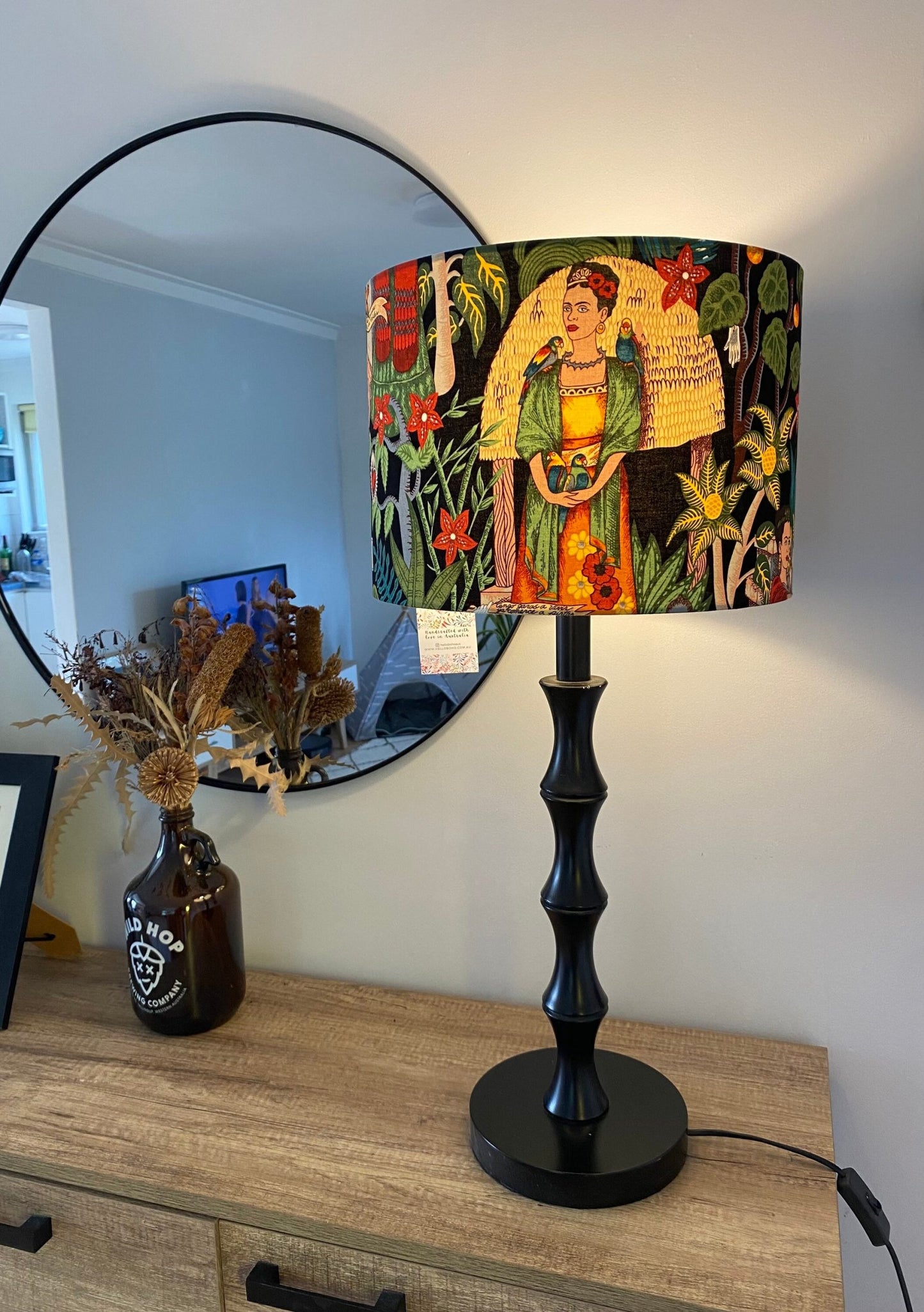 Frida's Garden black lampshade, Frida lampshade image 3