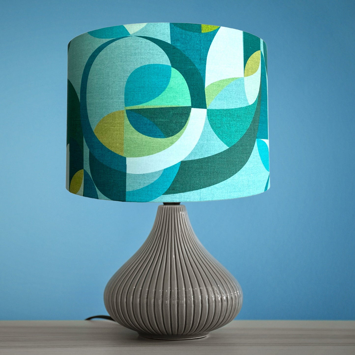 Mid Century Green & Blue lampshade, MCM lamp shade image 7