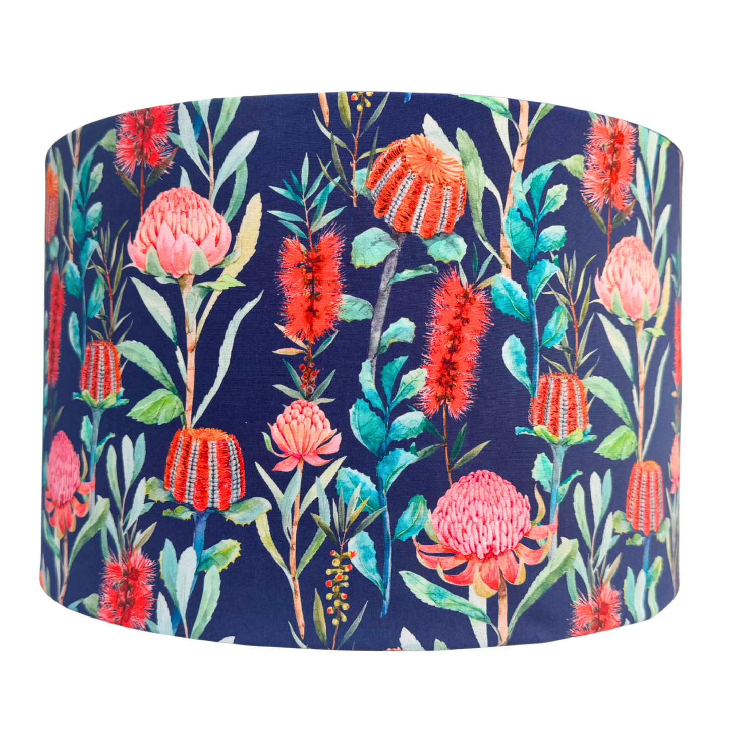 Navy and Red Australiana floral lampshade