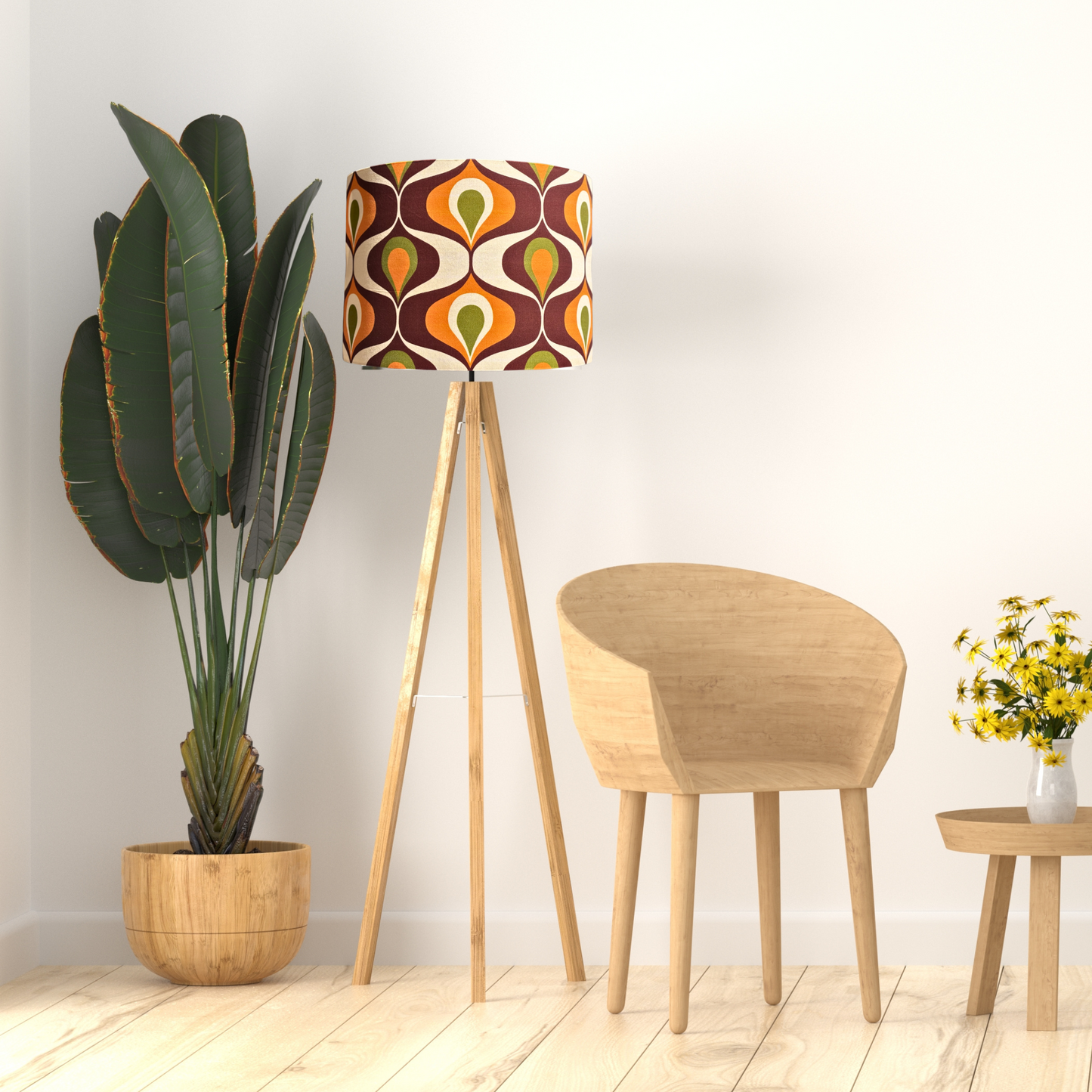 Ogee retro 70s brown and orange lampshade | vintage lampshade image 2