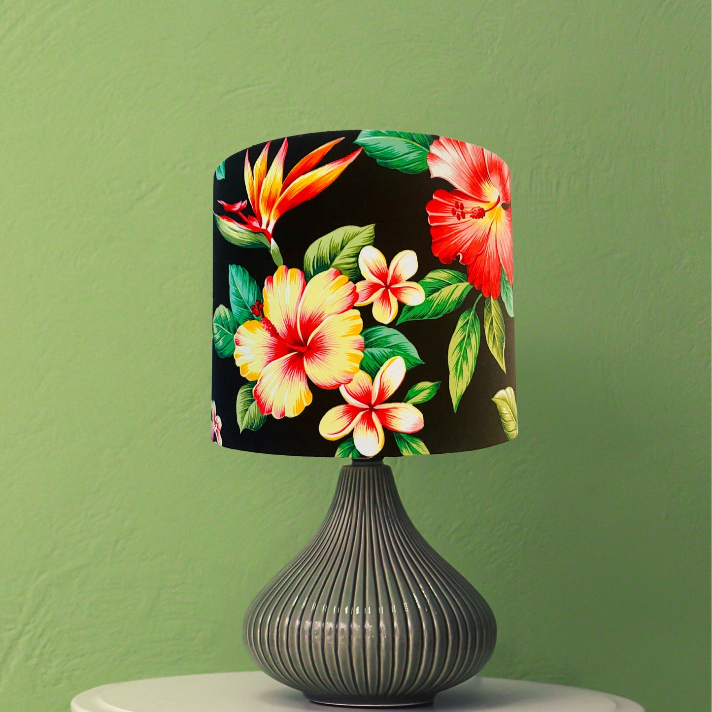 Hibiscus and Birds of Paradise flowers lampshade image 5