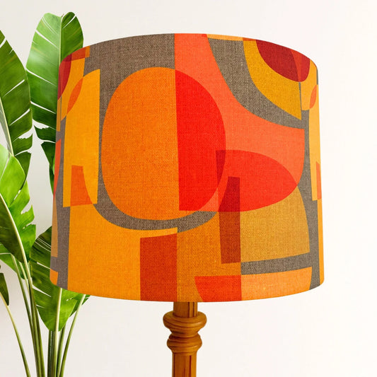 Orange and Yellow Mid Century lampshade MCM image 0