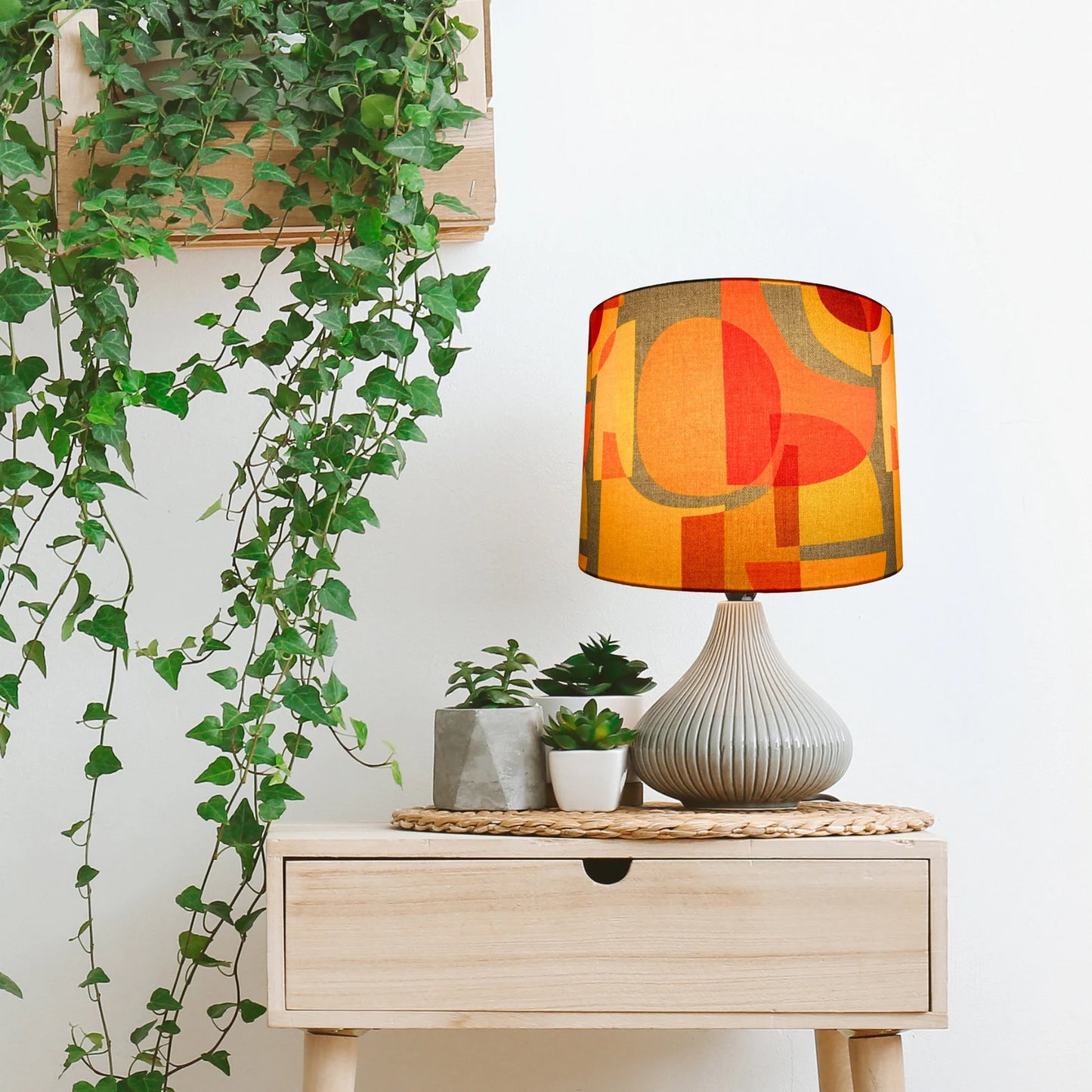 Orange and Yellow Mid Century lampshade MCM image 2
