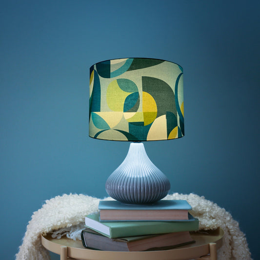 Mid Century Green & Blue lampshade, MCM lamp shade image 8