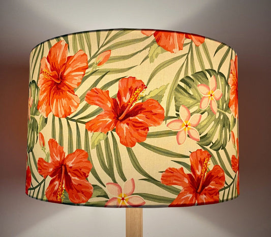 Red Hibiscus Hawaiian Flower BEIGE image 0