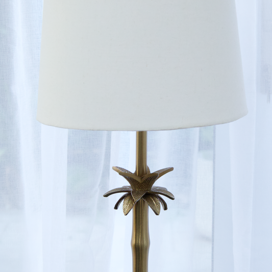 Linen White - Palm Brass Table lamp