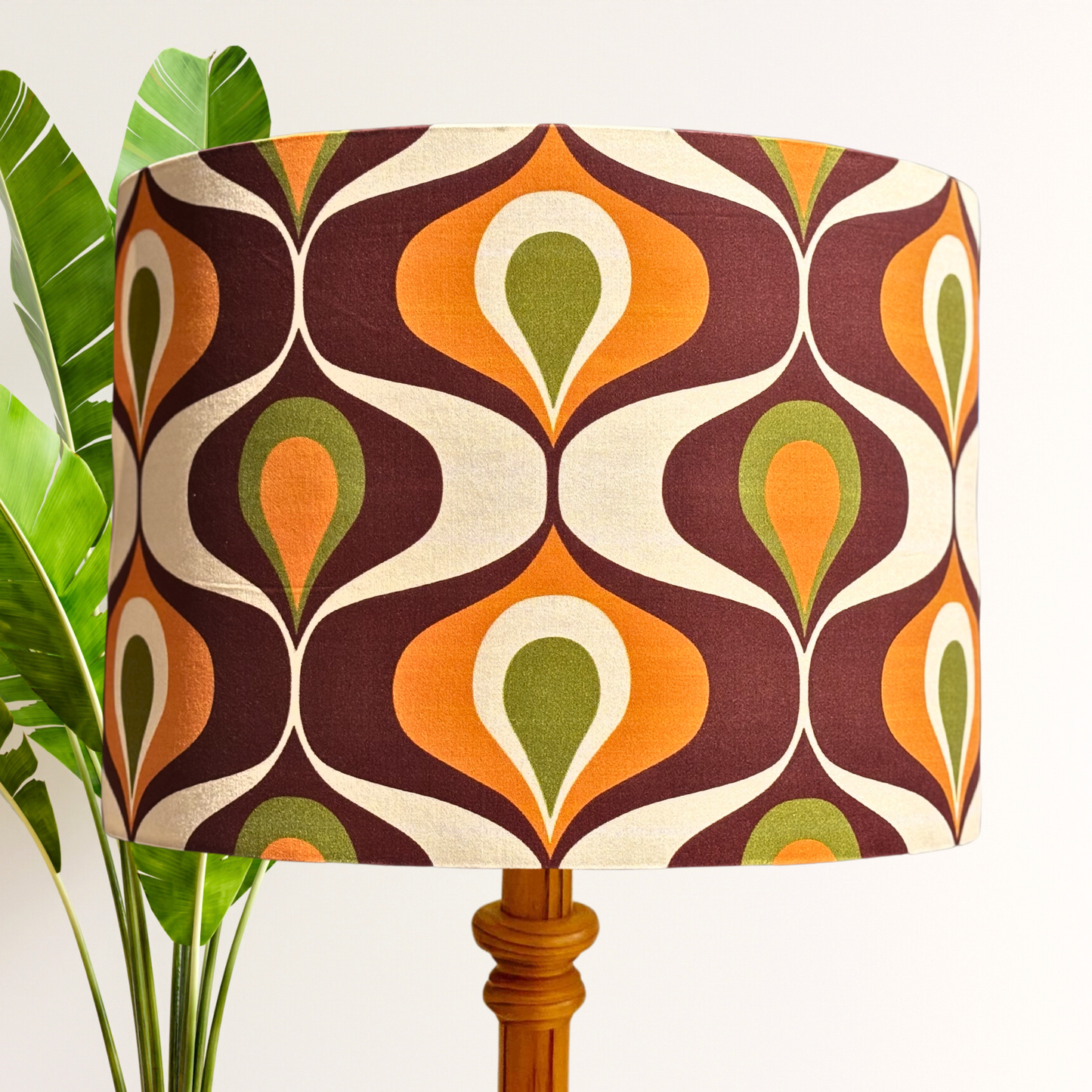 Ogee retro 70s brown and orange lampshade | vintage lampshade image 0