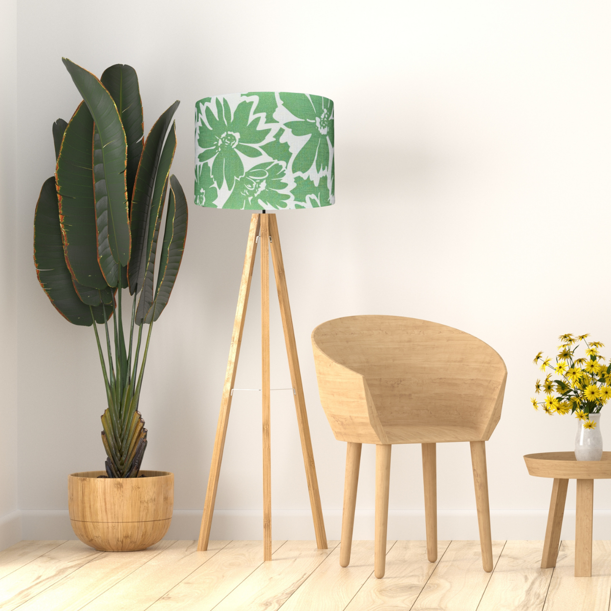 Linen Green Floral lampshade image 2