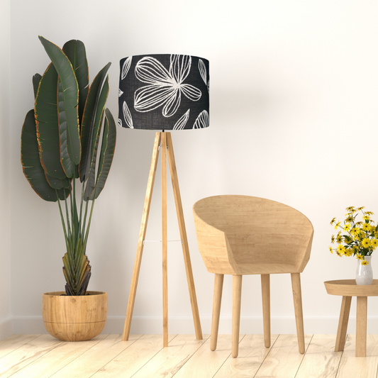 Linen Floral black lampshade image 1