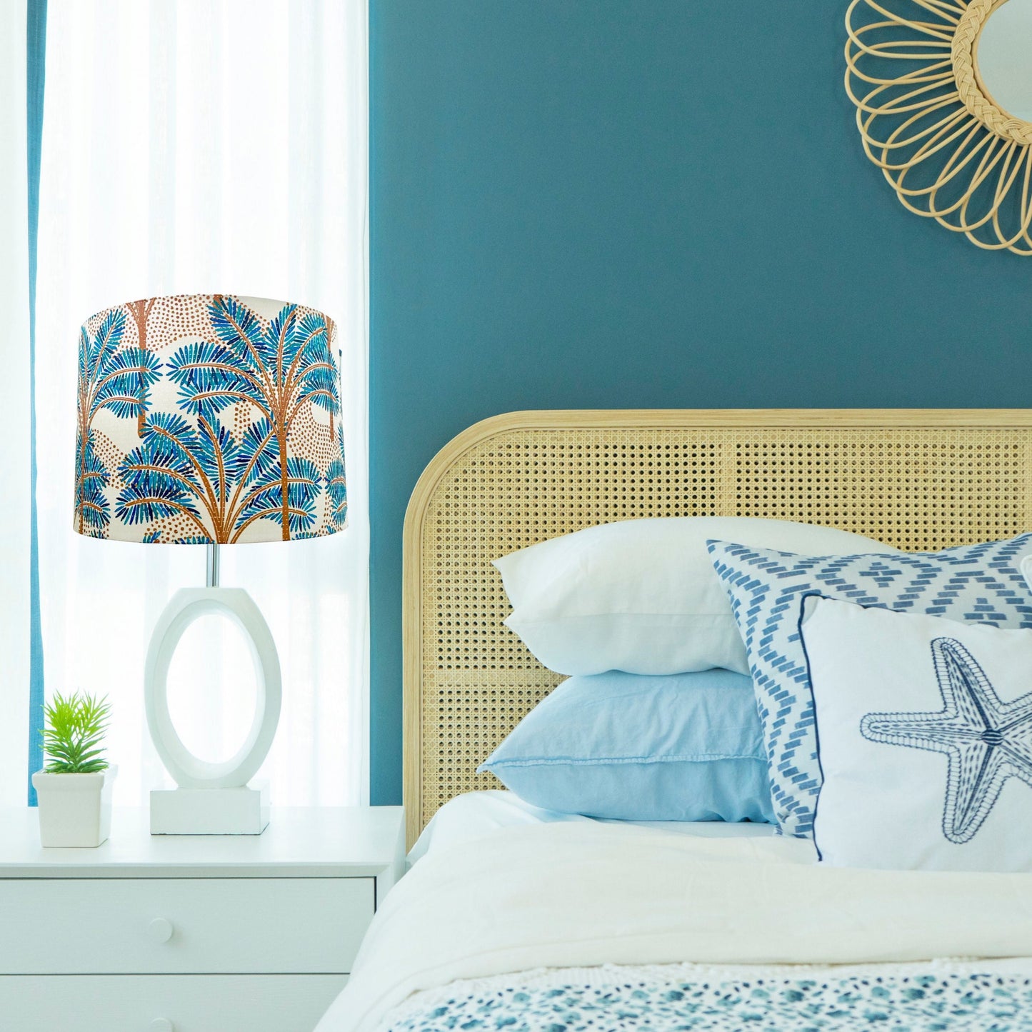 Majestic Palm Tree lampshade, Turquoise & Brown image 3