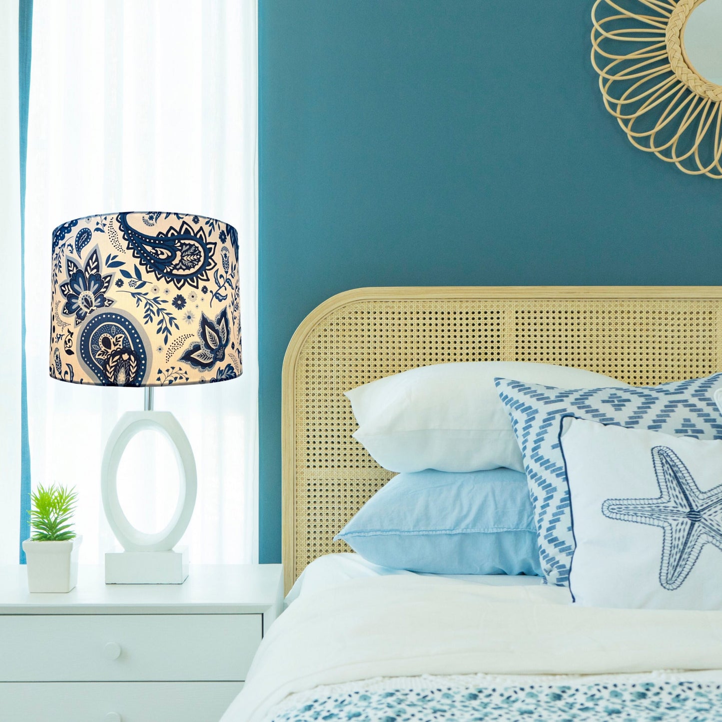 Drops lampshade | blue and white shade | Hamptons lampshade image 4