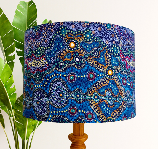Yalke in Blue Aboriginal lampshade image 0