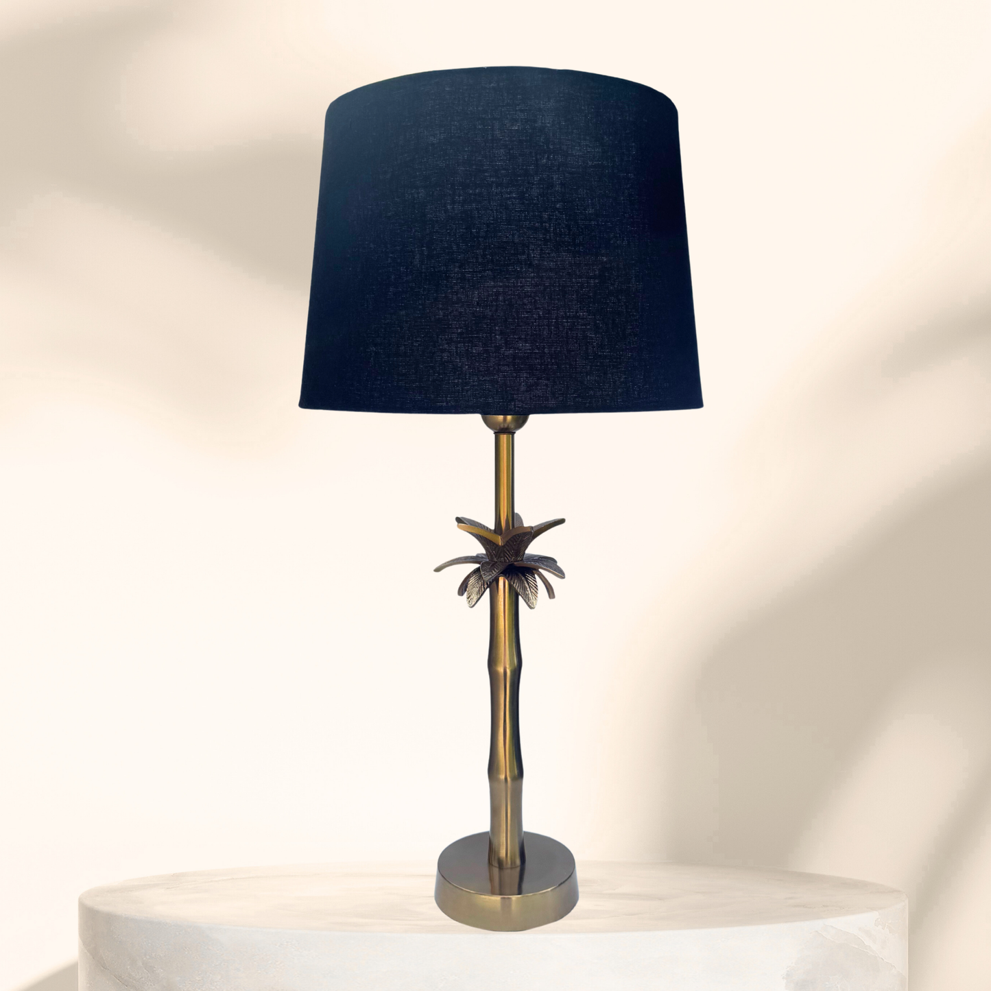 Linen Black - Palm Brass Table lamp