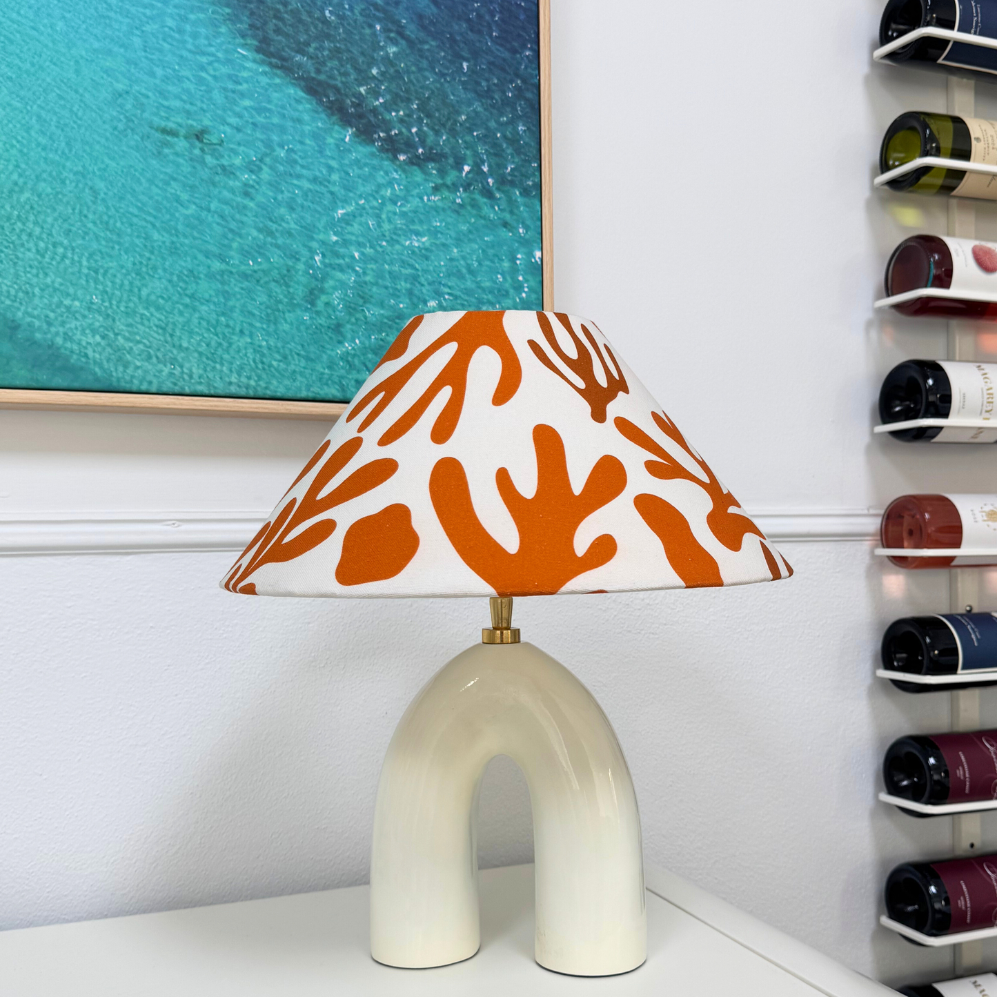 Orange Corals- Ivory Byron Table lamp