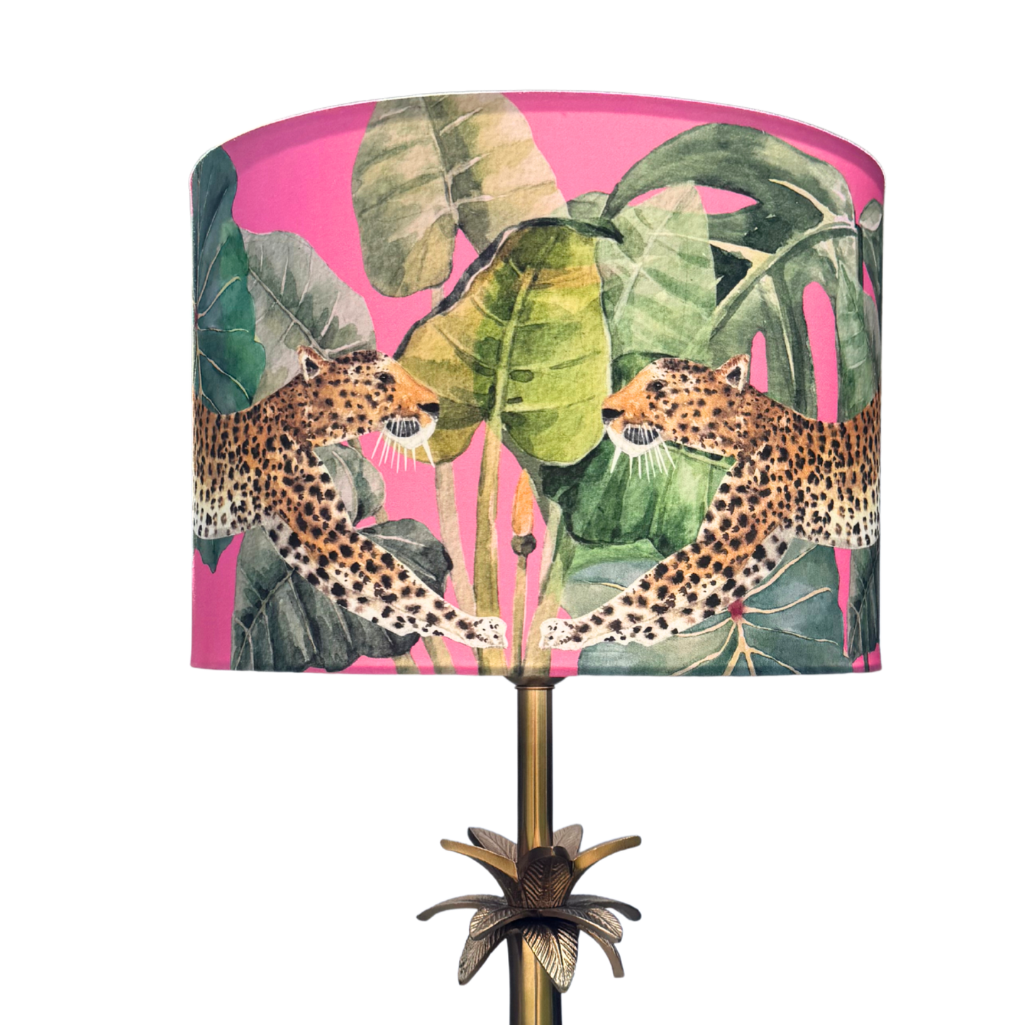 Pink Leopards - Palm Brass Table lamp