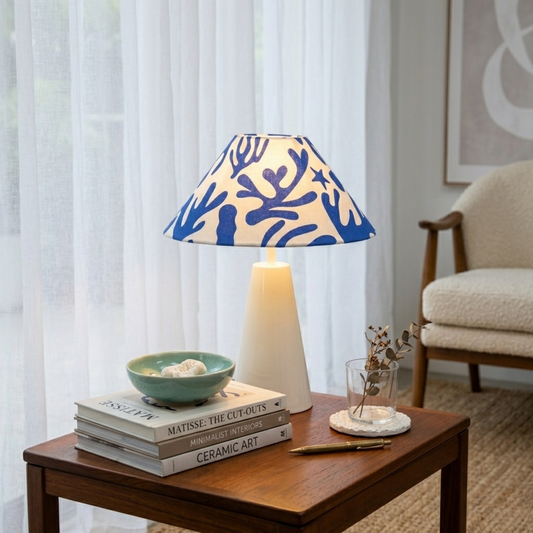 Coral Blue Cone Ivory Table lamp