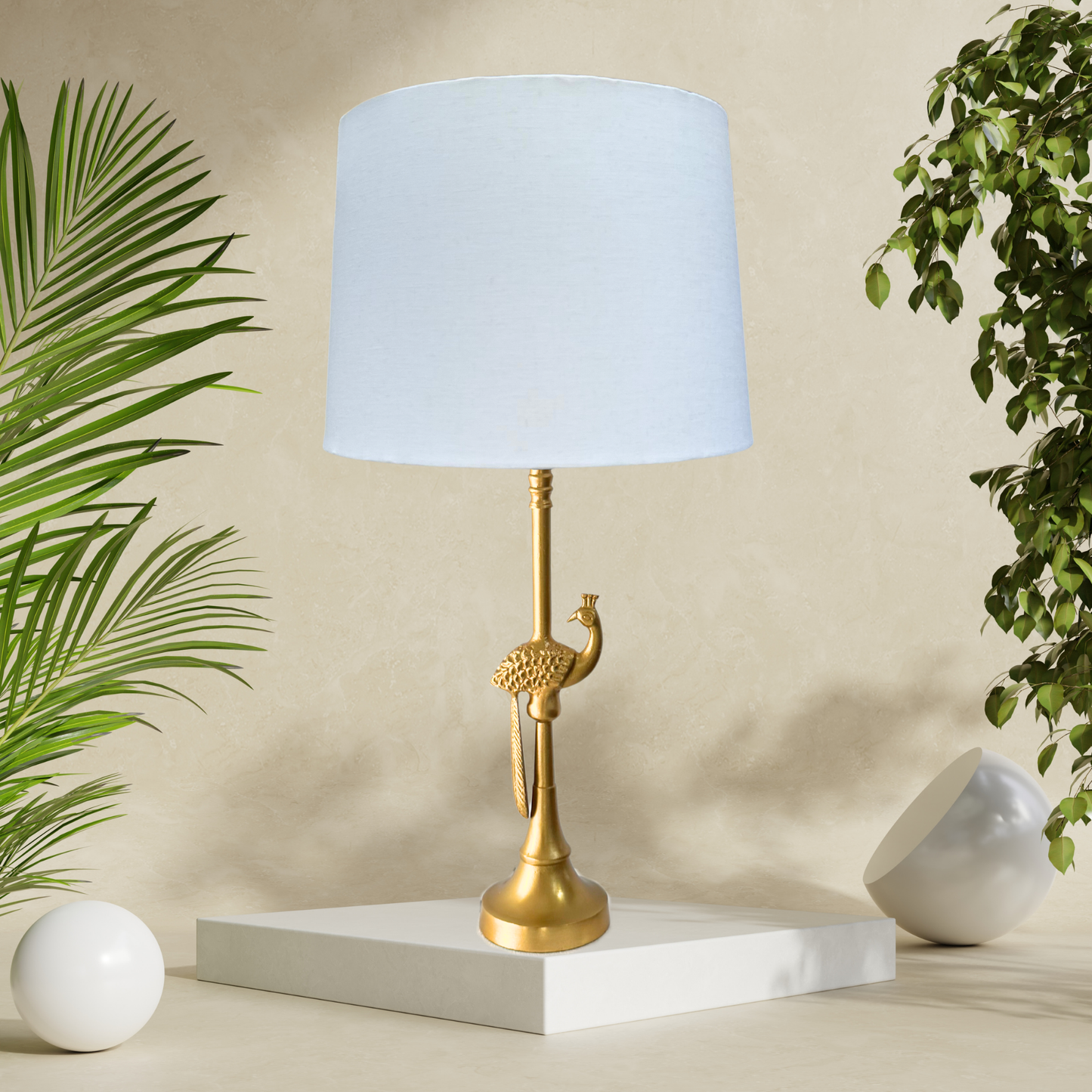 Linen off-white - Peacock Table lamp