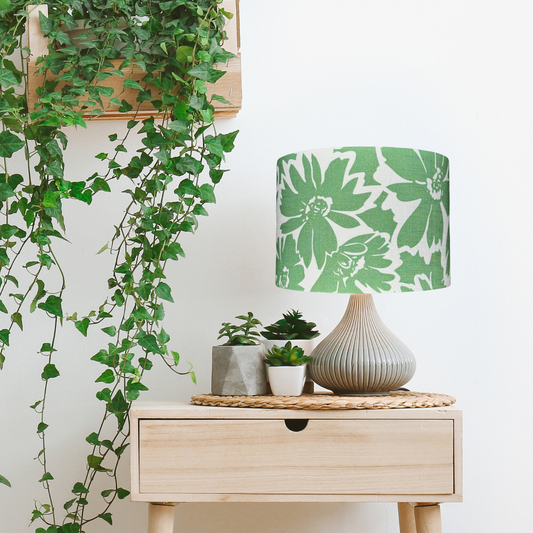 Linen Green Floral lampshade image 1