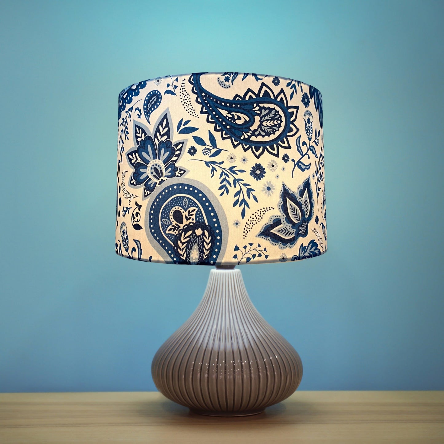 Drops lampshade | blue and white shade | Hamptons lampshade image 2