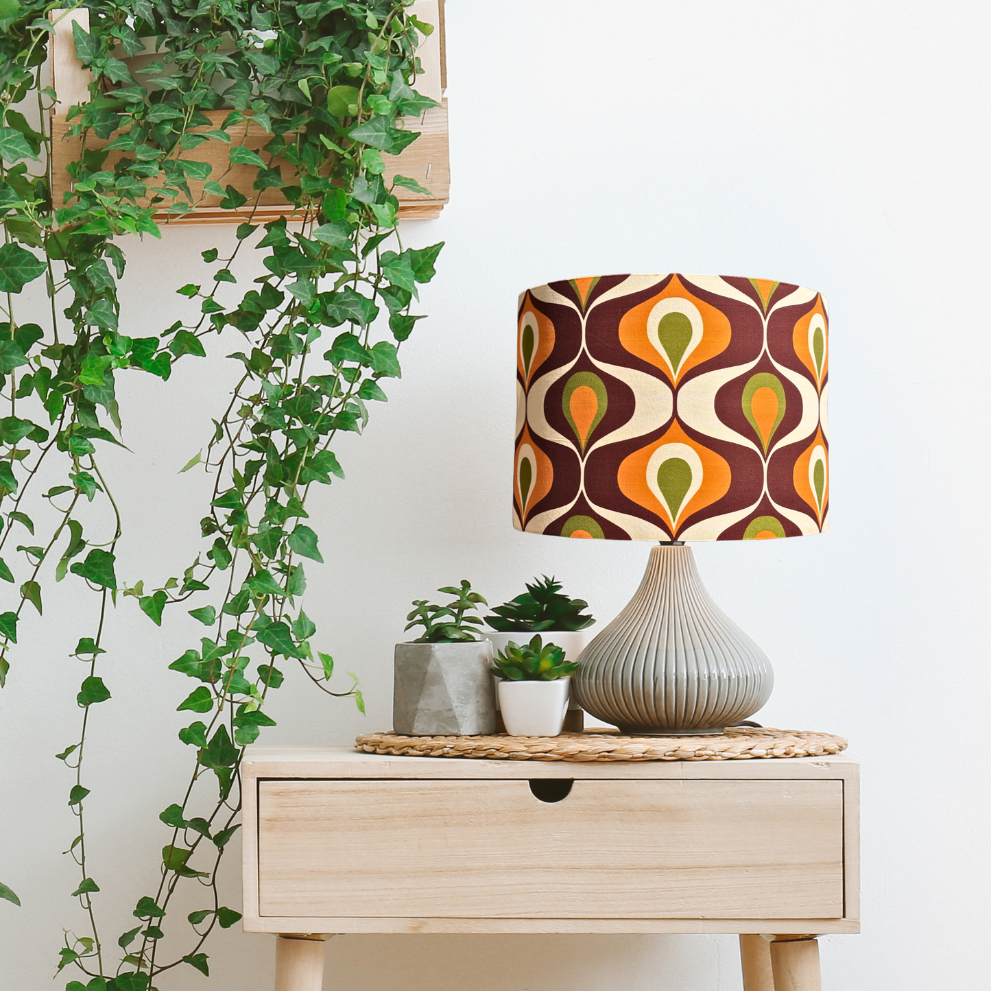 Ogee retro 70s brown and orange lampshade | vintage lampshade image 3