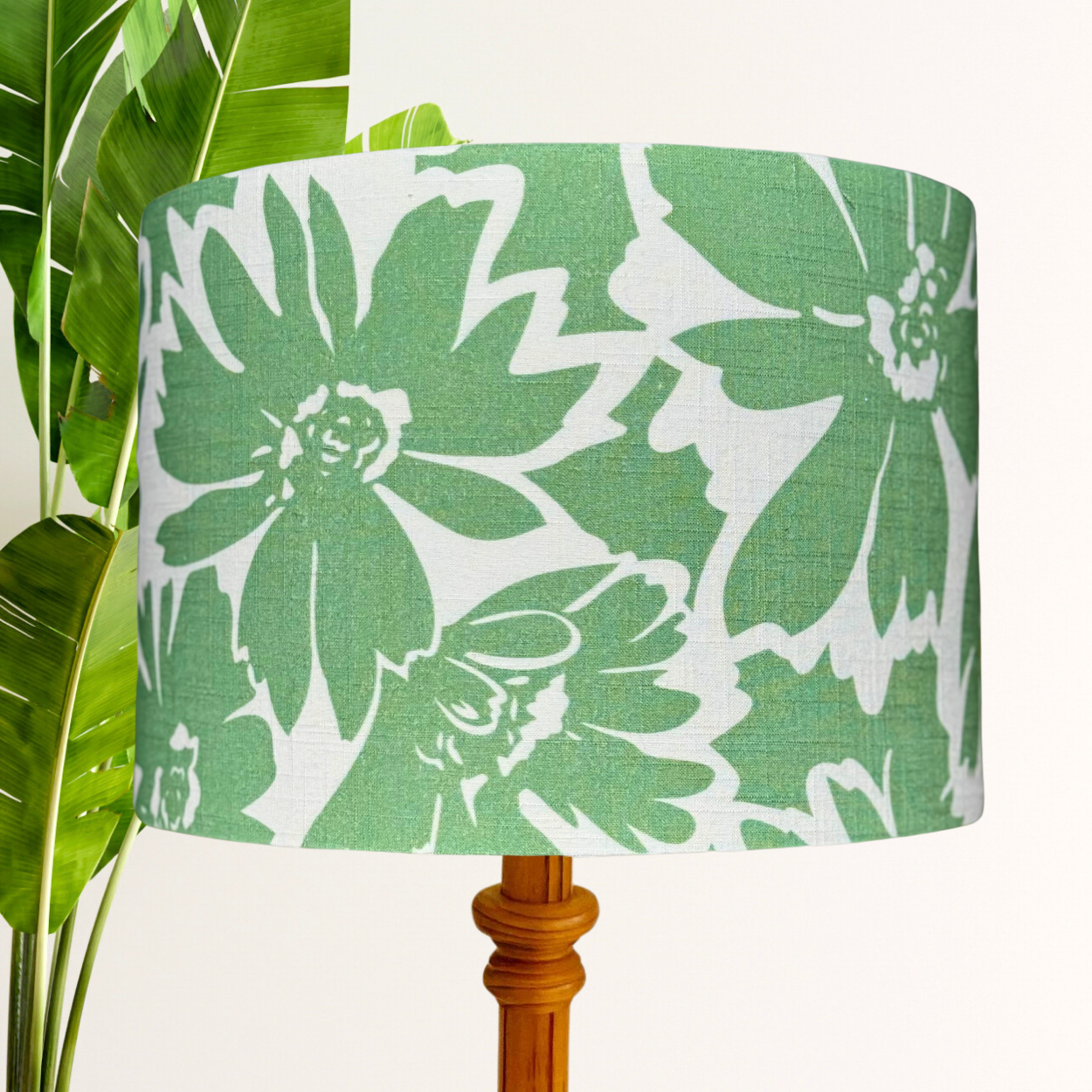 Linen Green Floral lampshade image 0