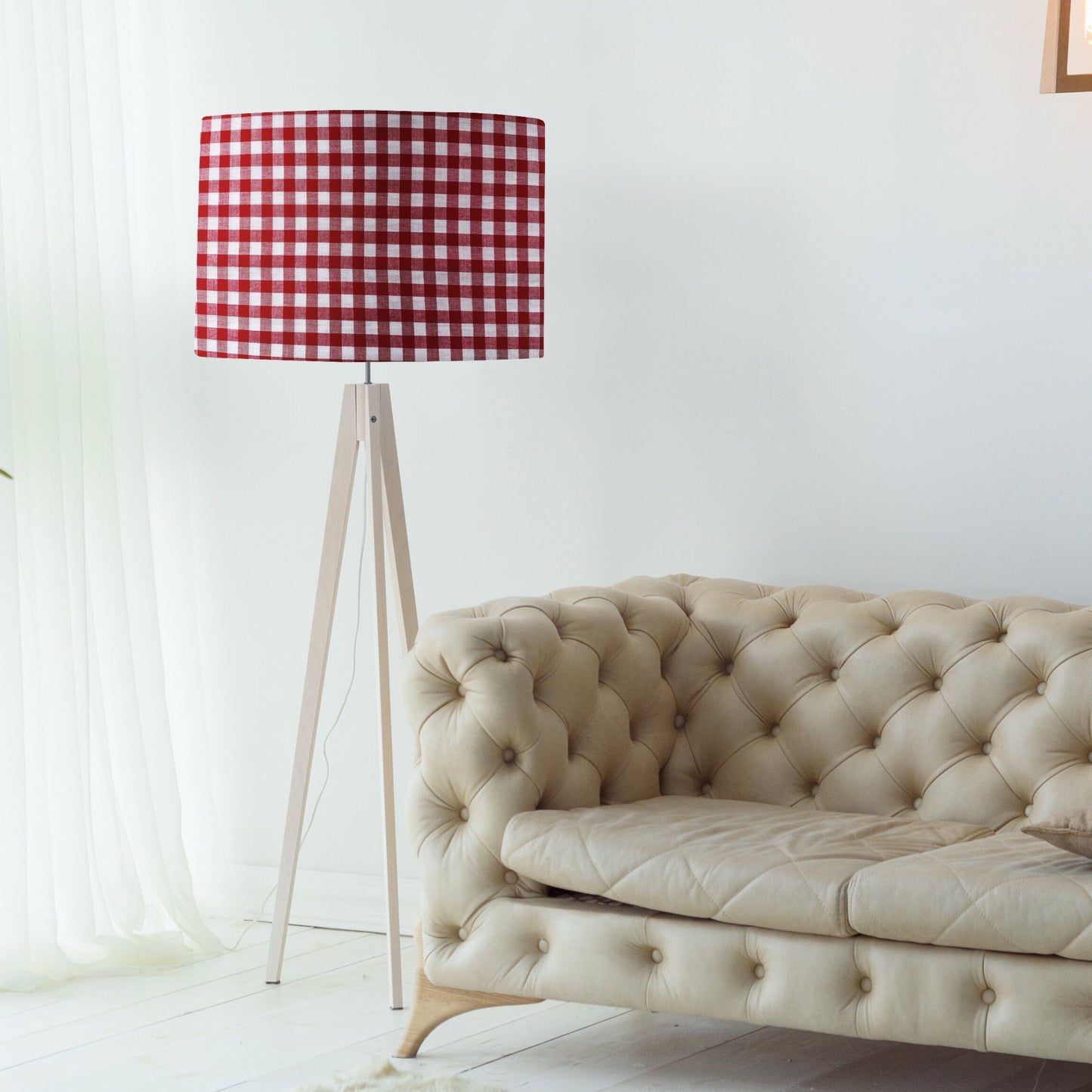 Red and White Check lampshade image 2