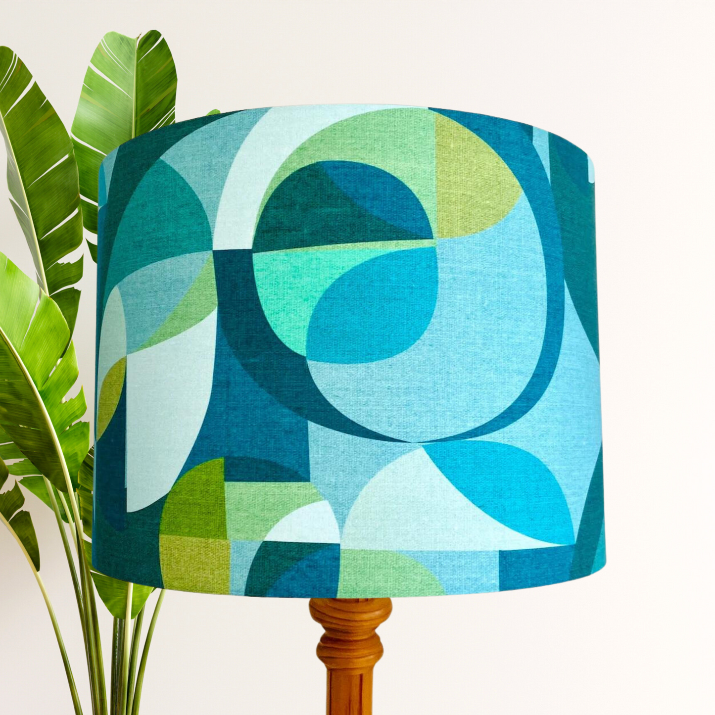 Mid Century Green & Blue lampshade, MCM lamp shade image 0