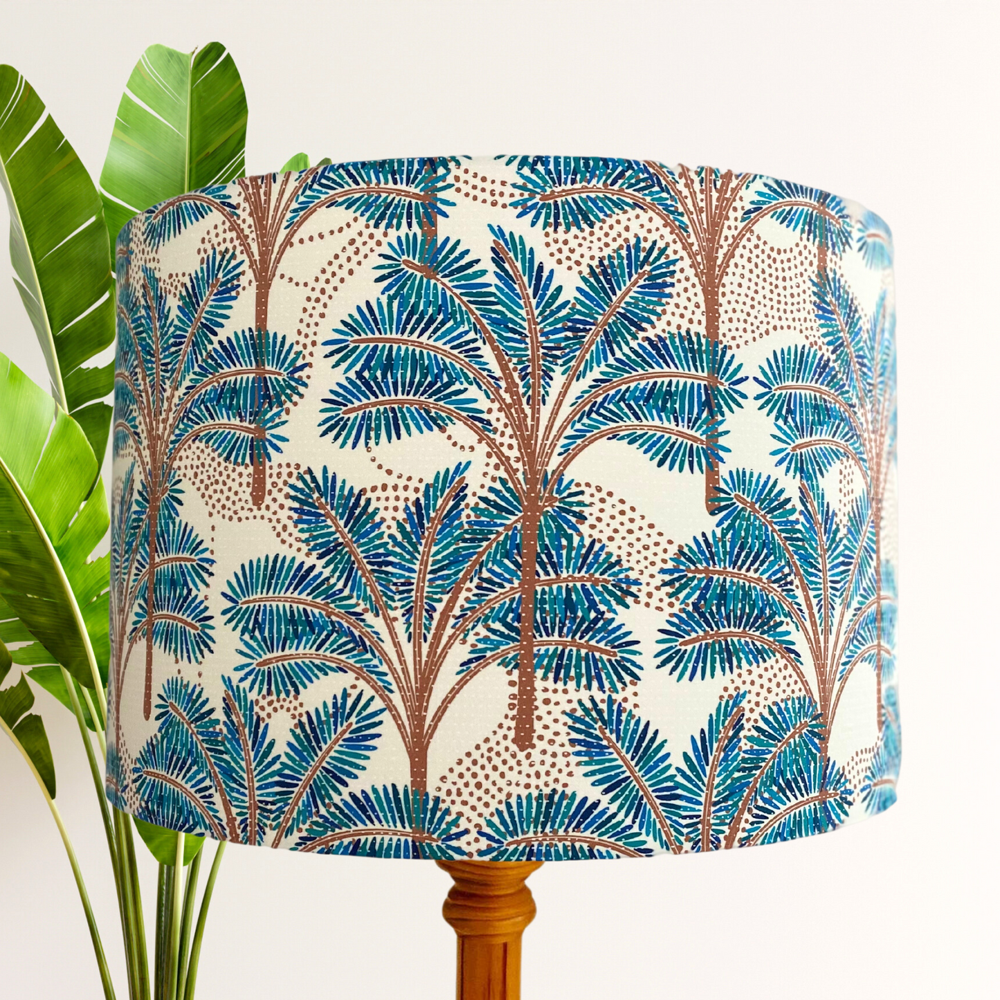 Majestic Palm Tree lampshade, Turquoise & Brown image 0
