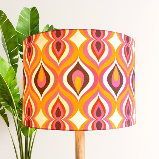 70s Pink & Orange retro lampshade | vintage lampshade image 0