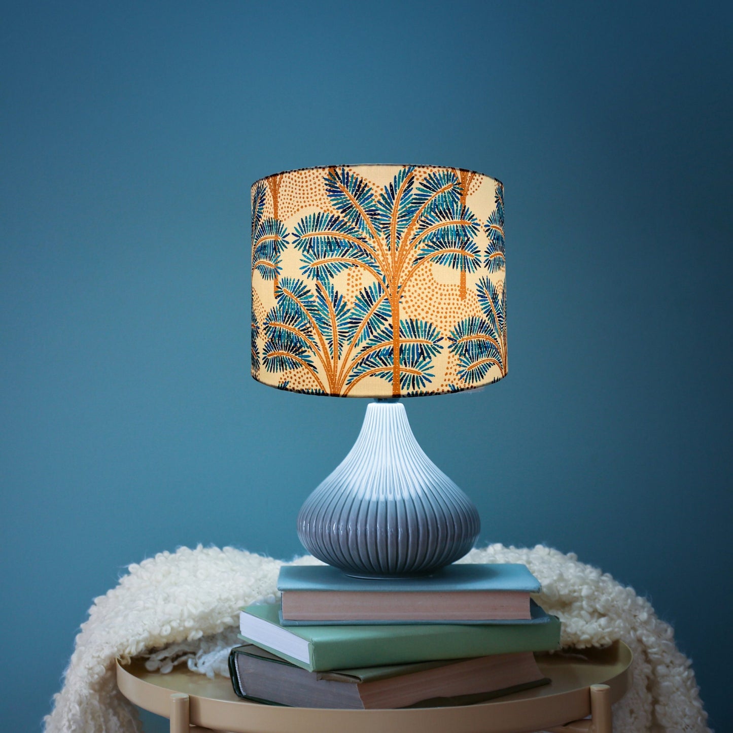 Majestic Palm Tree lampshade, Turquoise & Brown image 1