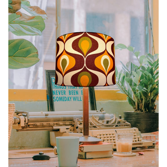 Ogee retro 70s brown and orange lampshade | vintage lampshade image 1
