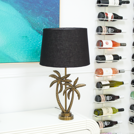 Linen Black - Double Palm Table lamp