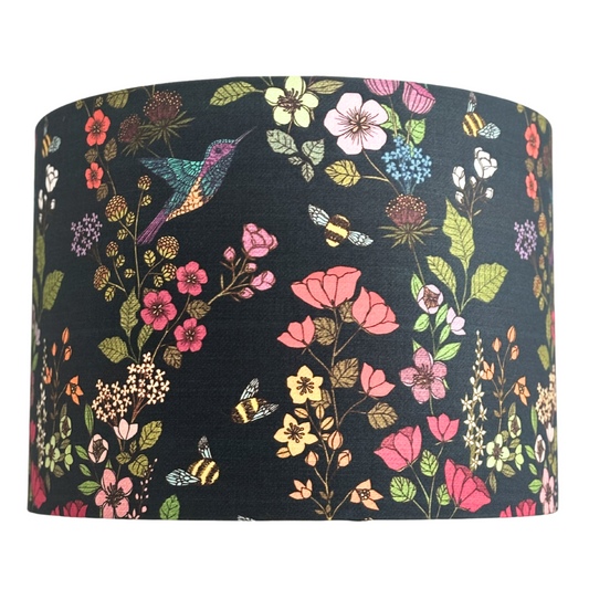 Navy Hummingbird Lampshade