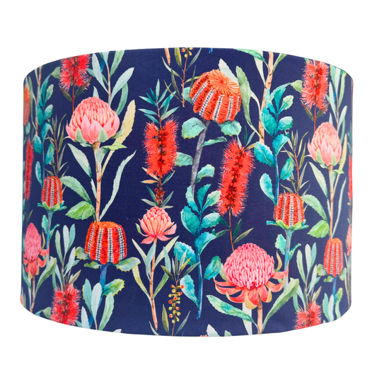 Navy and Red Australiana floral lampshade