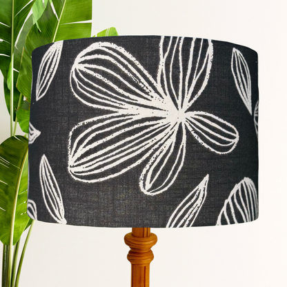 Linen Floral black lampshade image 0