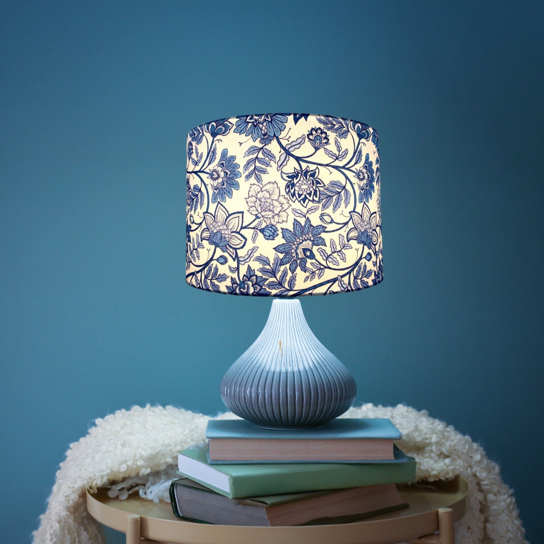 Blue and White climbing flowers | Hamptons lampshade image 5