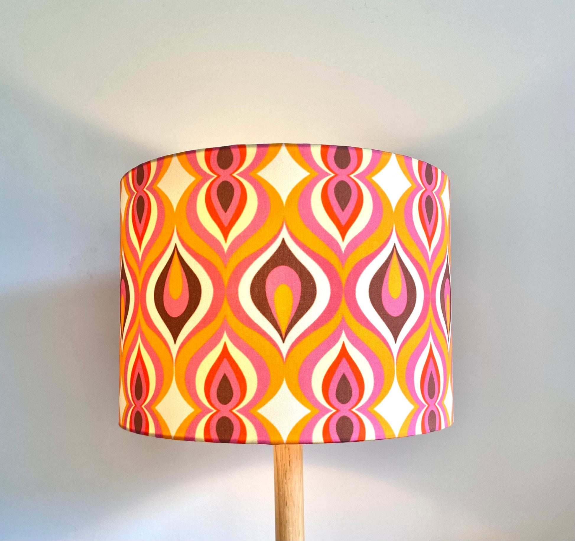 70s Pink & Orange retro lampshade | vintage lampshade image 1