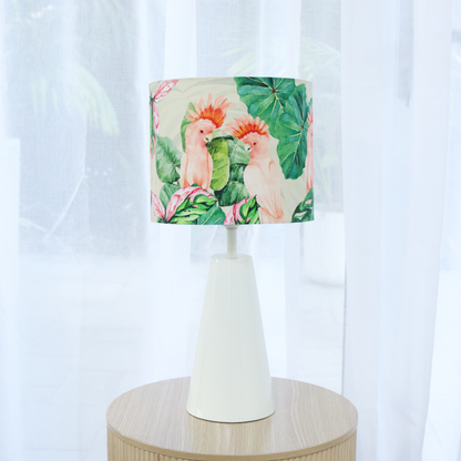 Pink Cockatoos- Cone Ivory Table lamp