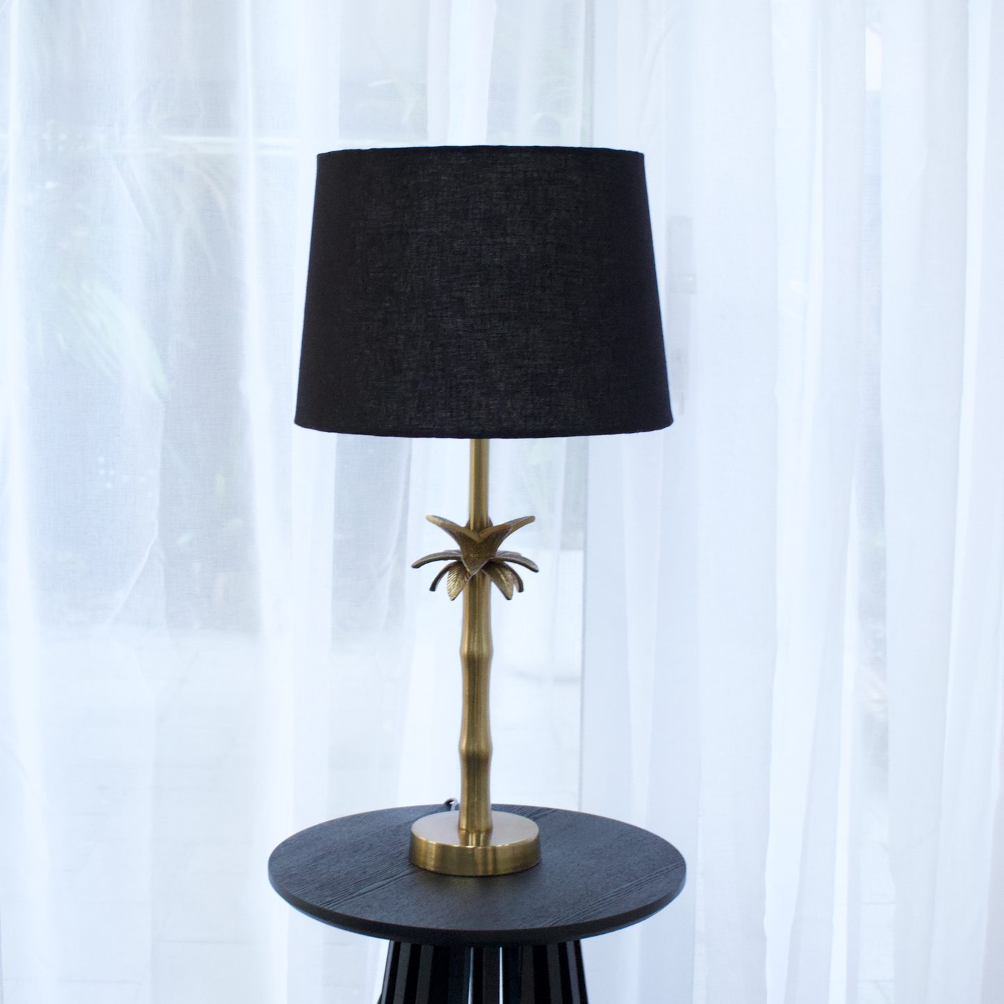 Linen Black - Palm Brass Table lamp