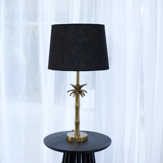 Linen Black - Palm Brass Table lamp