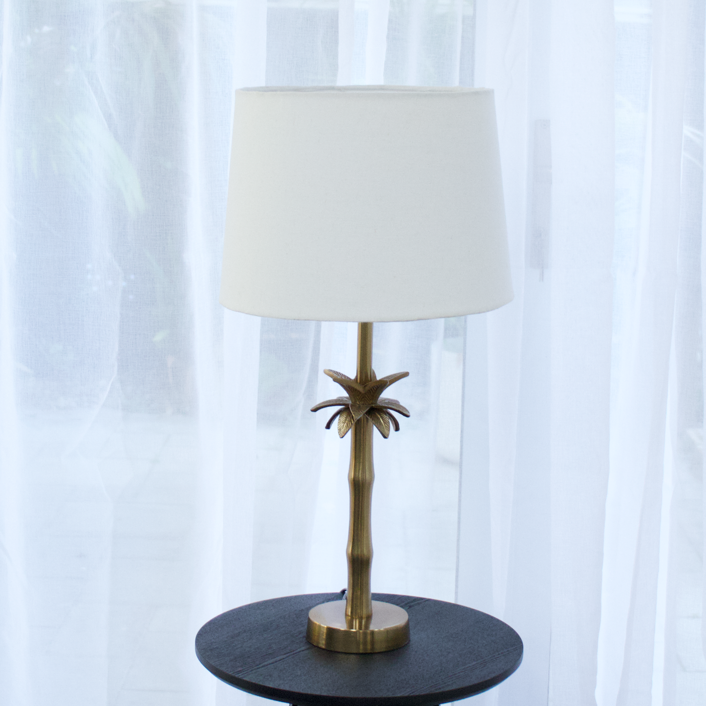 Linen White - Palm Brass Table lamp