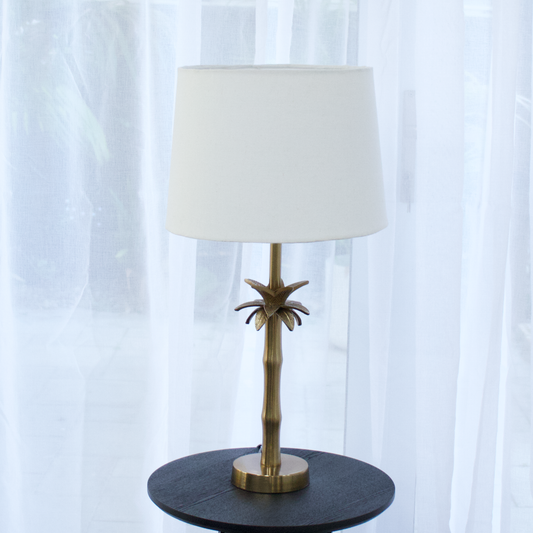 Linen White - Palm Brass Table lamp