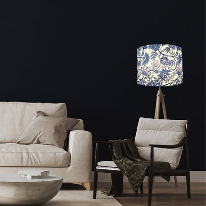 Blue and White climbing flowers | Hamptons lampshade image 2
