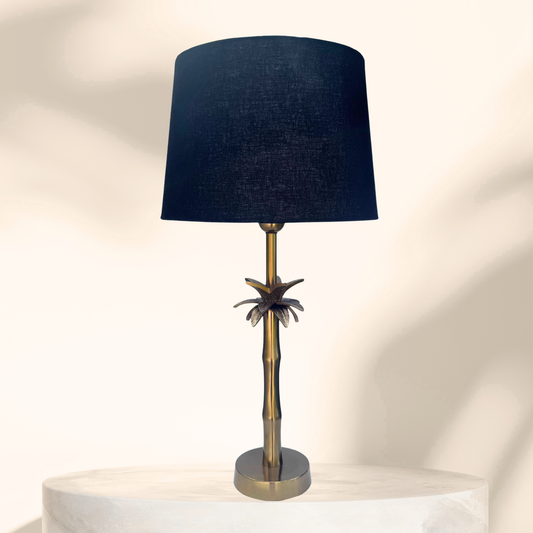 Linen Black - Palm Brass Table lamp