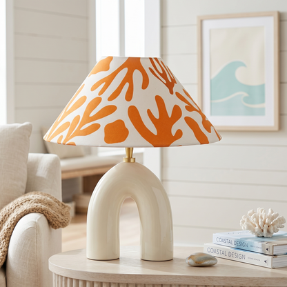 Orange Corals- Ivory Byron Table lamp