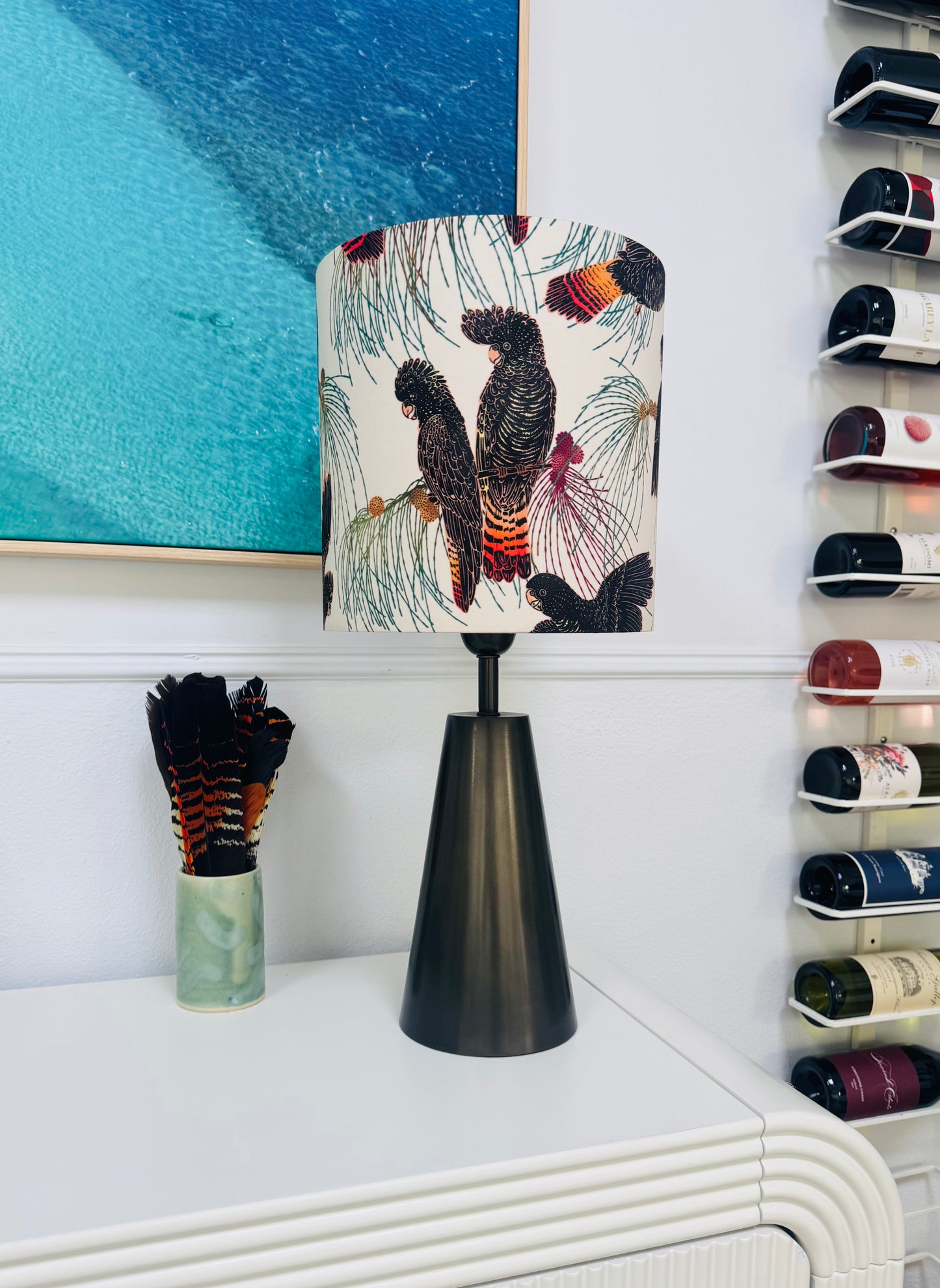 Red Tailed Black Cockatoo table lamp