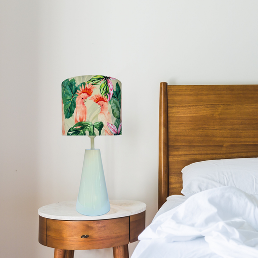 Pink Cockatoos- Cone Ivory Table lamp