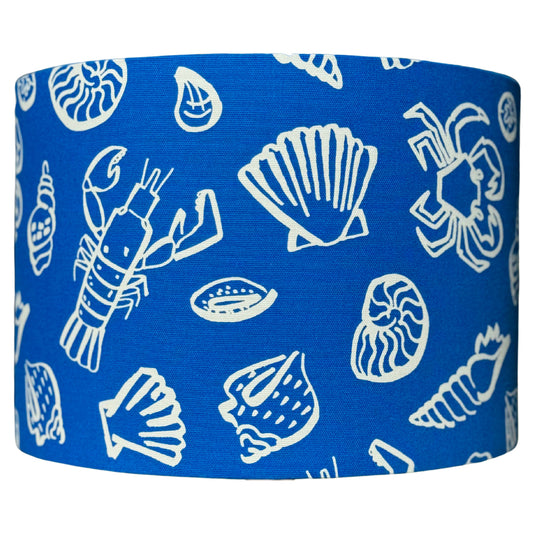 Shells on blue lampshade