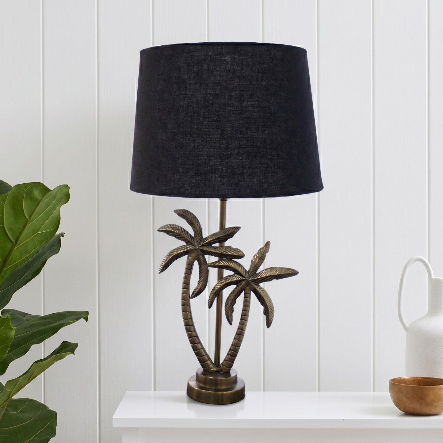 Linen Black - Double Palm Table lamp